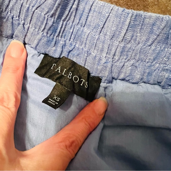 Talbots Linen Blend Lined Skirt Blue Pockets Drawstring Waist Athleisure Lounge - Picture 6 of 10